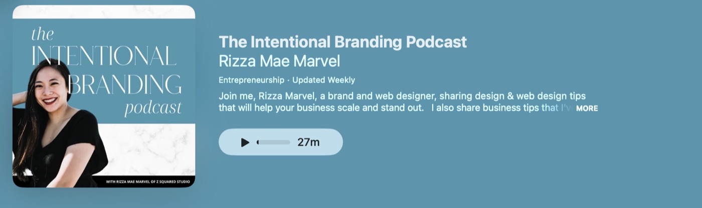 The Intentional Branding Podcast on Apple Podcasts before the audit, showing the old cover art, title and description